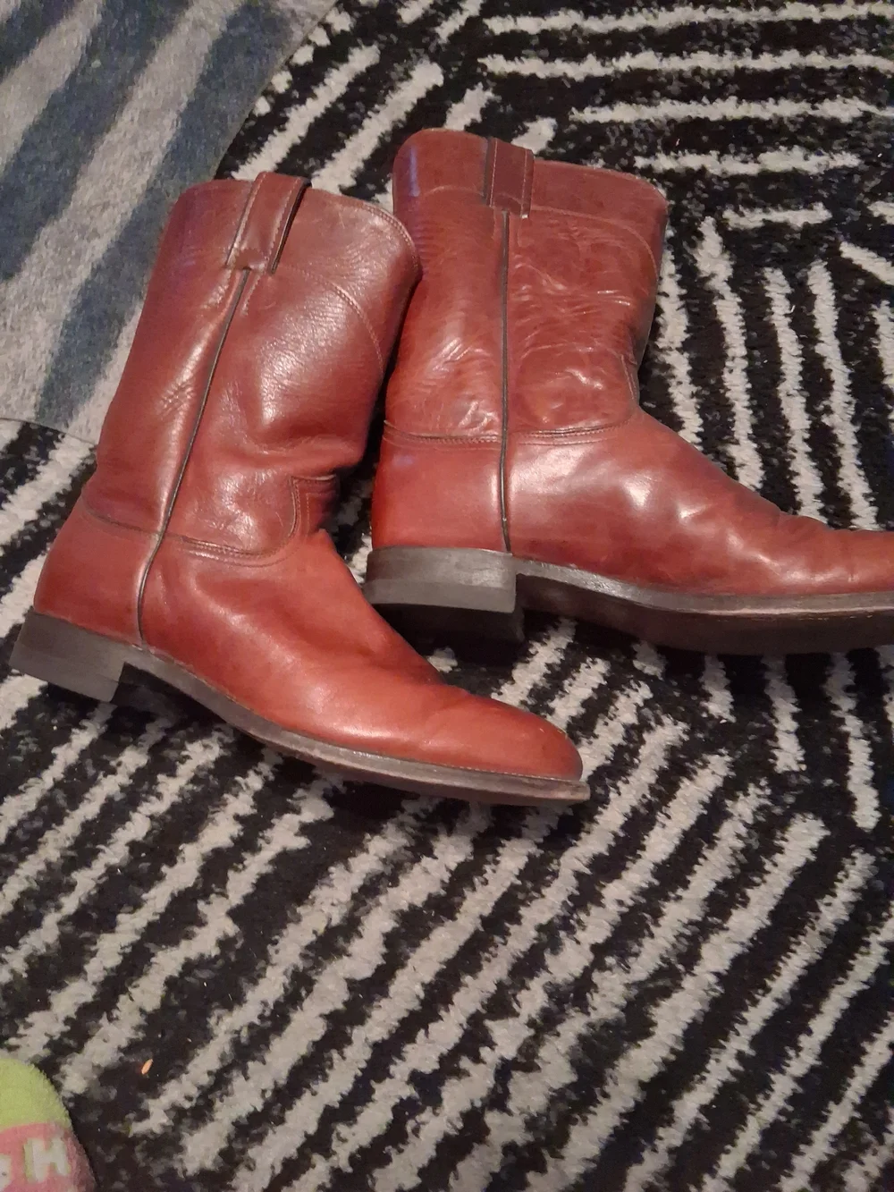 Justin Boots Red-Brown Leather Western Pull-On Boots